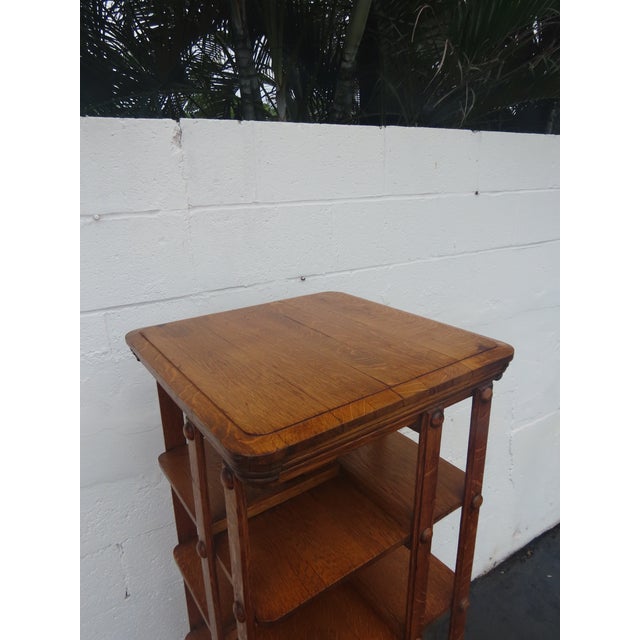 Wood Early 1900s Oak Five Tier Rotating Revolving Bookcase 6894 For Sale - Image 7 of 18