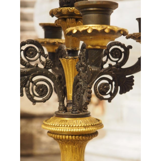 Black Pair of French Charles X Patinated Bronze Candelabra Lamps, Circa 1830s For Sale - Image 8 of 18