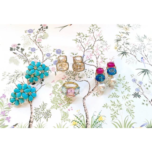 Christina Addison Yellow Gold Bezel Set Ring With Iolite and Surrounding Green Garnet For Sale - Image 10 of 12