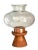 Chestnut Mid 20th Century Teak Wood Hurricane Candle Holder With Glass Chimney For Sale - Image 8 of 9