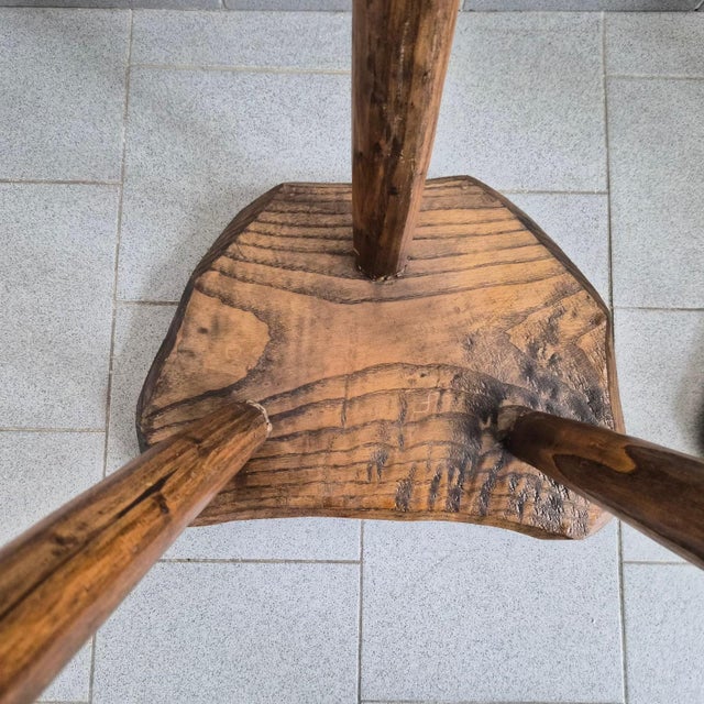Vintage Brutalist Tripod Stools in Oak from Marolles, 1970s, Set of 2 For Sale - Image 6 of 12