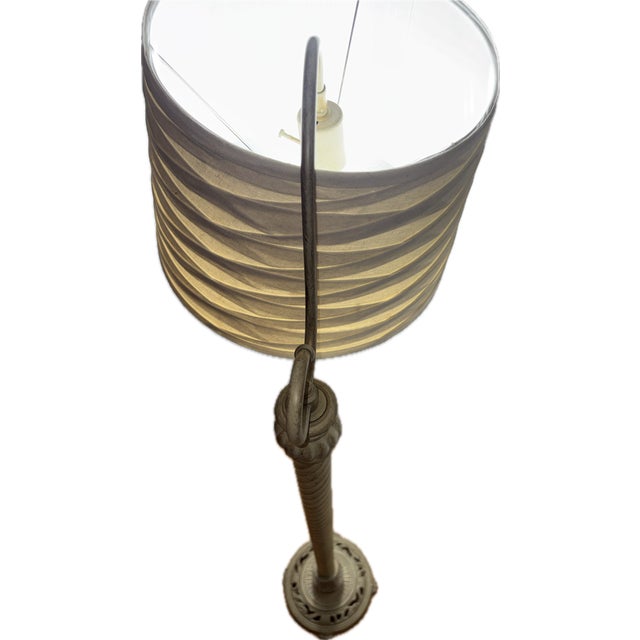 Vintage 1920s Spanish Revival Barley Twist Cast Iron Bridge Floor Lamp For Sale - Image 10 of 14