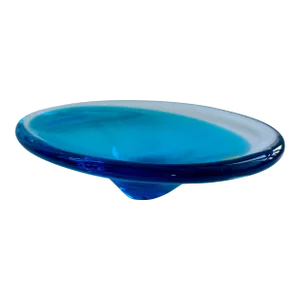 Mats Jonasson Art Glass Blue Bowl, Sweden 1970s Mid Century Modern