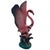 Mid-century pink and green ceramic open-wing mother flamingo tabletop pottery statue by Leftons. The statue features a...