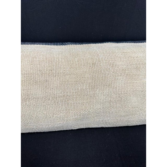 Contemporary Turkish Hemp Pillow Cushion Natural Beige Black Cushion Cover 14x40 For Sale - Image 3 of 4