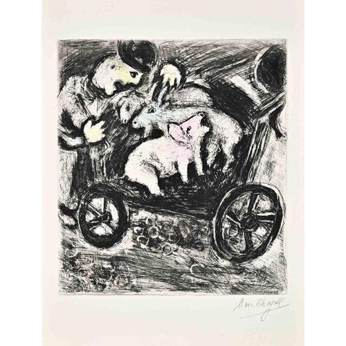 Etching on Montval paper, realized between 1927 and 1930. Table from "Les Fables de La Fontaine", published in 1952 in and...