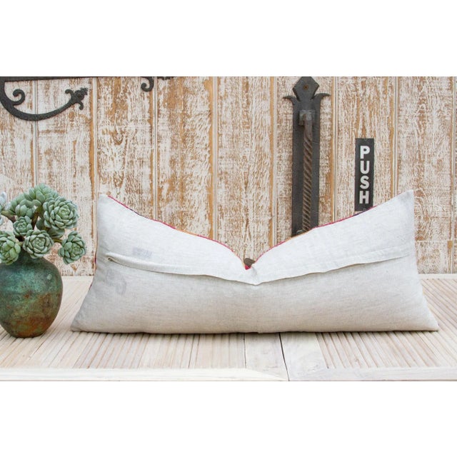 Magenta Antique Jaina Sindh Silk Pillow For Sale - Image 8 of 10