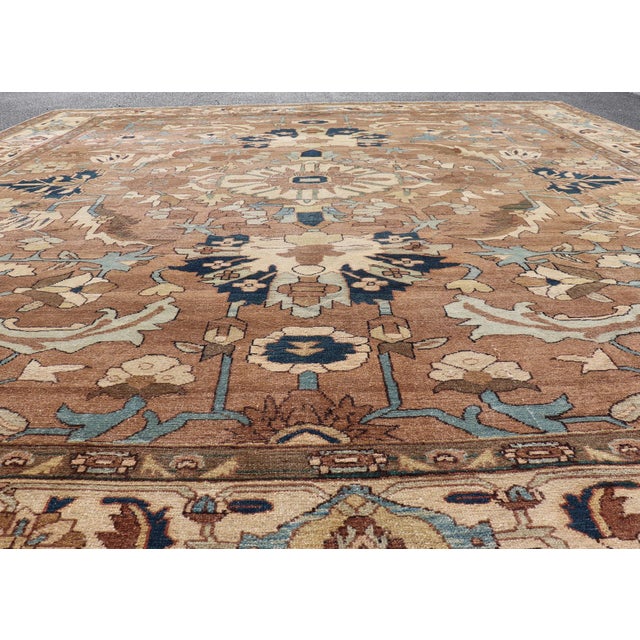 Antique Persian Serapi Rug With Grand Medallion and Expansive Botanical Design For Sale - Image 9 of 16