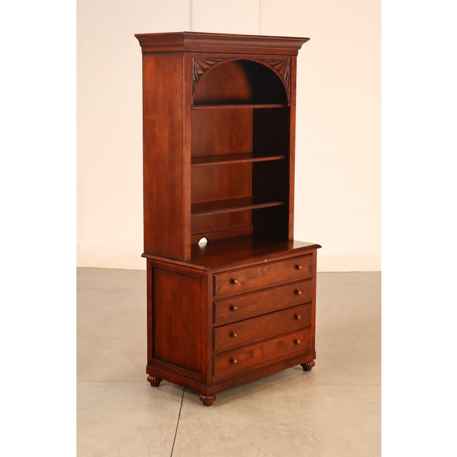 High Quality American Made Cherry Finish Solid Birch Wood Filing Chest With Two File Drawers and Bookcase Top Featuring...