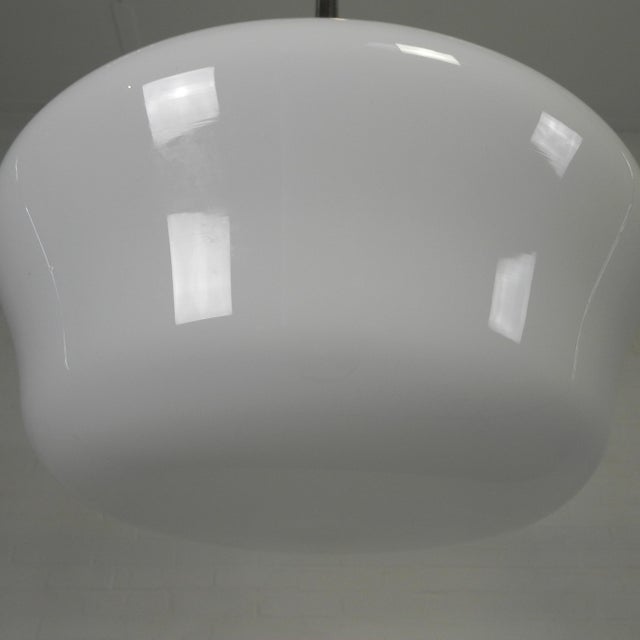Metal Art Deco Pendant Lamp with White Glass Shade, 1930s For Sale - Image 7 of 12