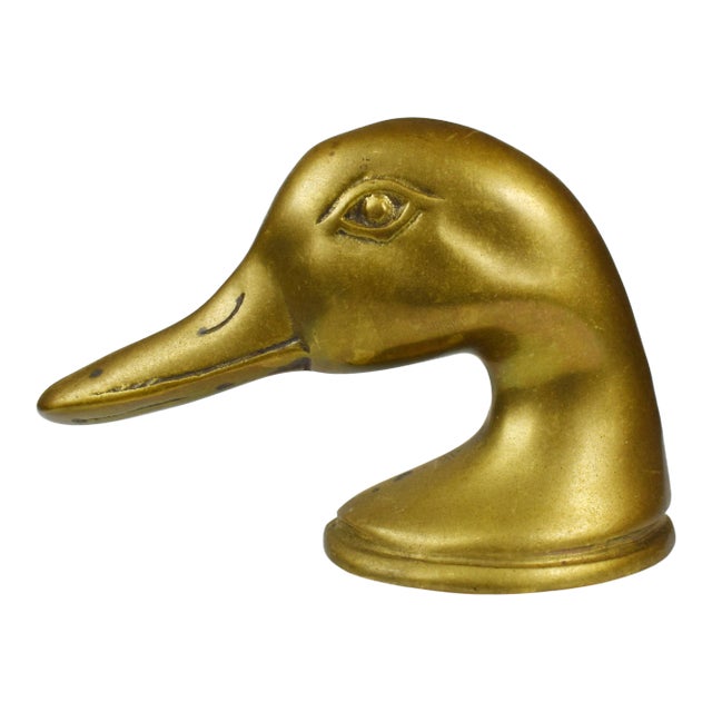 Vintage Solid Brass Mallard Duck Head Bottle Cap Opener For Sale