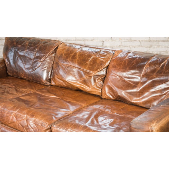Restoration Hardware Distressed Cigar Leather Maxwell Three Seater Sofa Chairish