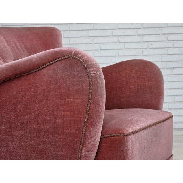 Mid-Century Modern Danish Armchair in Pink Velour and Oak, 1960s For Sale - Image 3 of 18