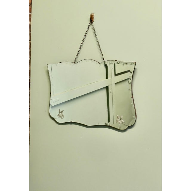 1930s French Art Deco Wall Mirror with Etched Flowers, 1930s For Sale - Image 5 of 8