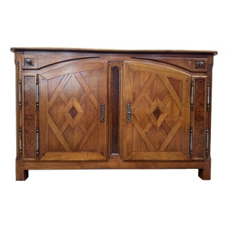 Hunting-Style Sideboard in Cherry Wood, 1980s For Sale