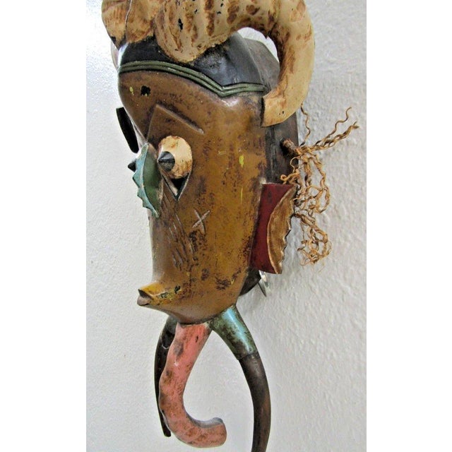 Antique Hand-Carved Polychrome Wooden Gouro Zauli Mask of the Ivory Coast For Sale - Image 13 of 15