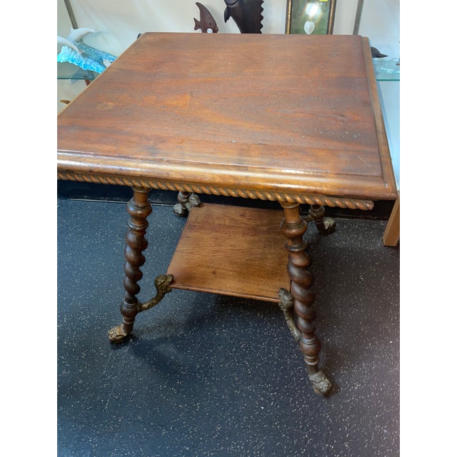 Antique Victorian 19th Century Walnut Barley Twist Plant Stand Side Parlor Table For Sale - Image 10 of 10