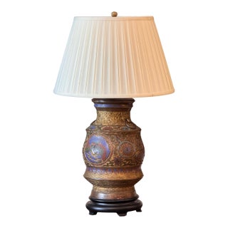 Mid 20th Century Champlevé Bronze Table Lamp For Sale