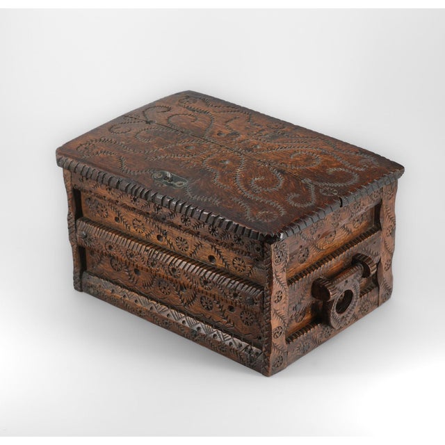 Antique Scandinavian Folk Art Carved Oak Table Chest For Sale - Image 15 of 15