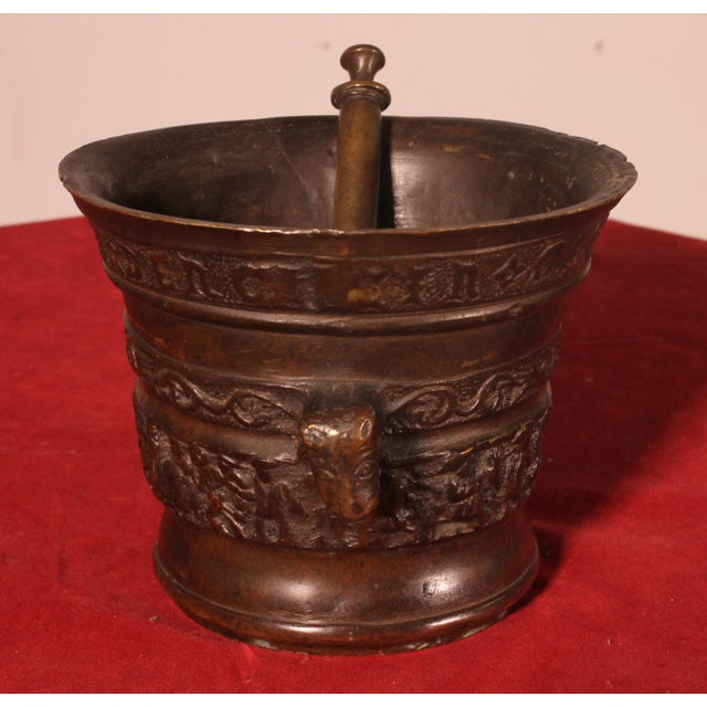 Antique Bronze Mortar, 1574 For Sale - Image 3 of 15