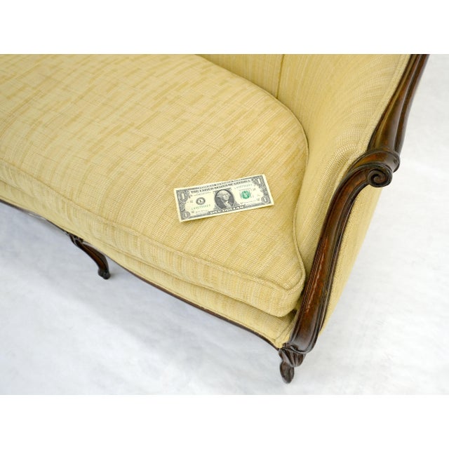 Fine Carved Gold Upholstery Country French c1920s Down Filled Cushion Sofa MINT For Sale - Image 6 of 15