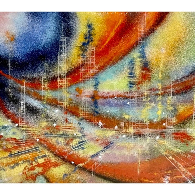 Metal Dom Mingolla, Abstract Expressionist Enamel on Metal Color Field Painting Paul Jenkins Style For Sale - Image 7 of 10