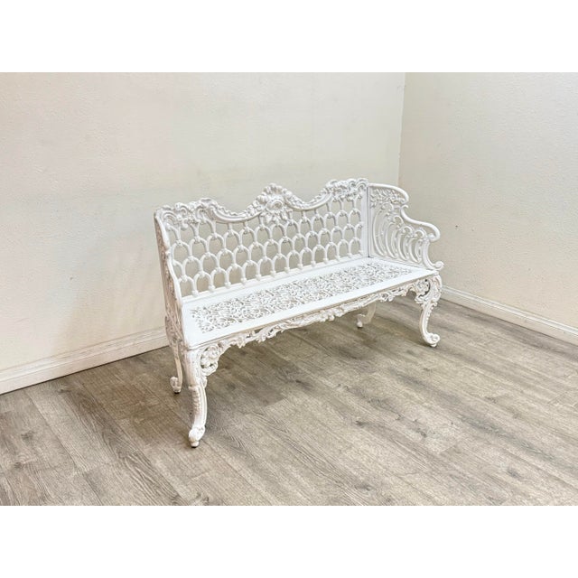 Beautiful cast aluminum outdoor bench in good vintage condition
