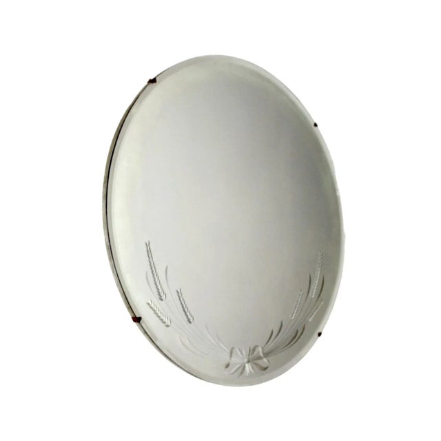 Antique Round Etched Mirror For Sale - Image 9 of 13