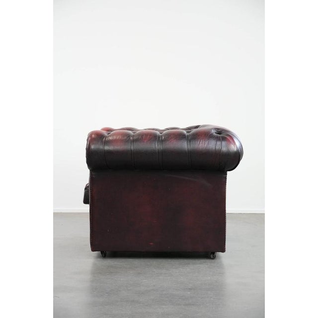 1990s English Chesterfield Leather Armchair on Wheels For Sale - Image 5 of 18