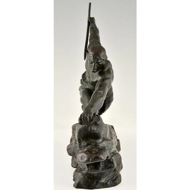 Pierre Le Faguays, Art Deco Athlete with Spear, 1927, Bronze For Sale - Image 9 of 12