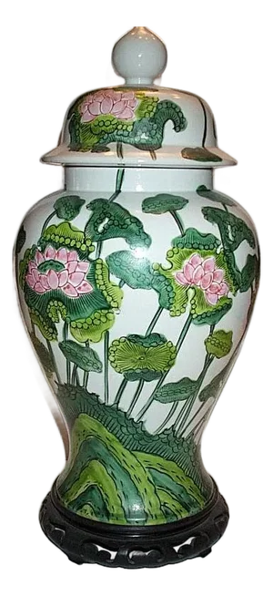 Chinoiserie-Style Porcelain / Temple /Ginger Jar -Made in Japan