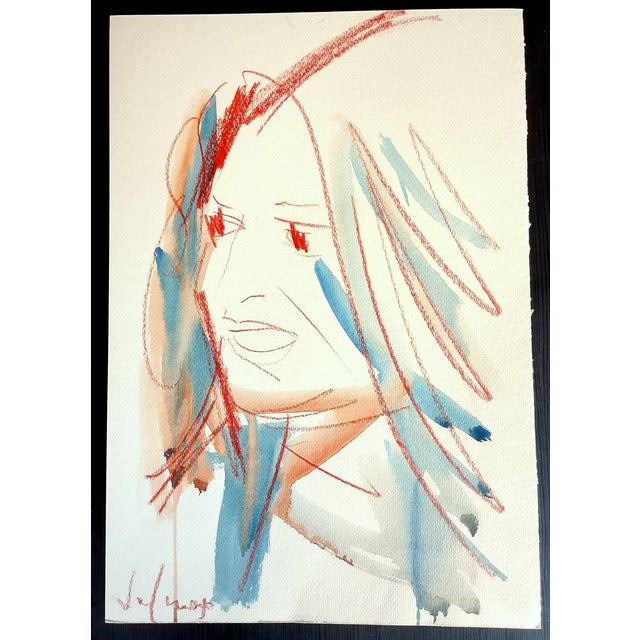 Mario Salmaso, Modern Girls, 1980, Mixed Media on Paper For Sale