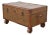Late 20th Century Baker Furniture Campaign Rattan and Leather Trunk Coffee Table For Sale