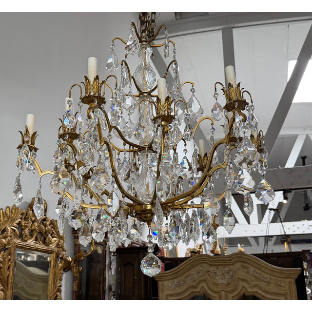 Vintage St Louis French Crystal & Bronze Chandelier For Sale In Los Angeles - Image 6 of 7