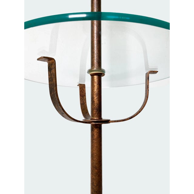 Mid 20th Century Pair of Hand-Forged Metal and Glass Tray Table Floor Lamps For Sale - Image 5 of 18