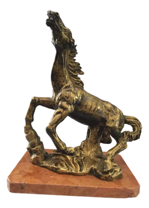 Vintage Horse Animal Sculpture on Oxolyte Marble Base , 1970s