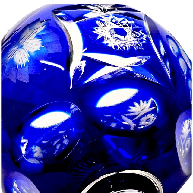 Ajka Hungary Cobalt Cut-to-Clear Miniature Brandy Snifter — 3" Crystal For Sale - Image 12 of 12