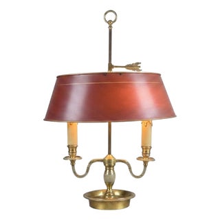 French Bouillotte Brass Two-Light Table Lamp, 1920s For Sale