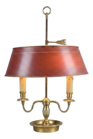 French Bouillotte Brass Two-Light Table Lamp, 1920s