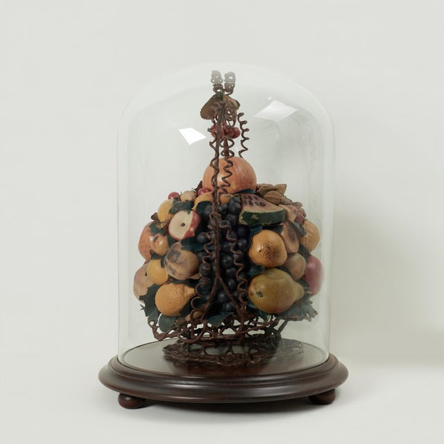 Wood Antique Wax Fruit Collage Under Glass For Sale - Image 7 of 15
