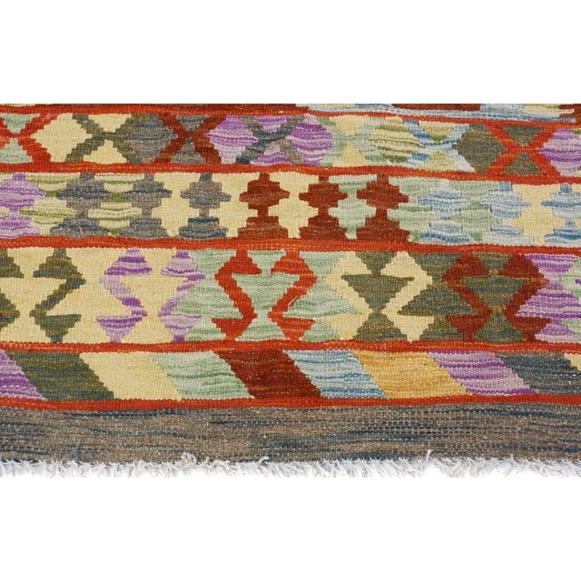 1990s 1990s Abstract Tribal Arya Blue/Gray Wool Kilim Rug - 4'10 X 6'7 For Sale - Image 5 of 7