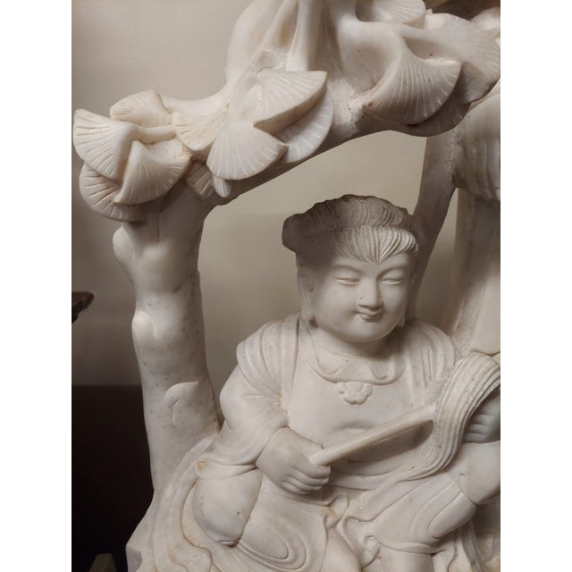 Asian Antique 19th Century Hand Carved Alabaster Quan Yin Guan Yin For Sale - Image 3 of 12