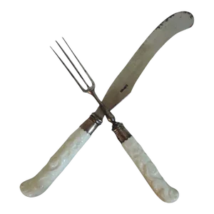 Antique 18th Century English Georgian Bow Porcelain Knife and Fork With Blanc De Chine Handles 1755