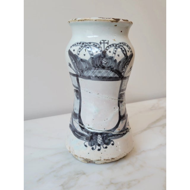 Antique White 19th Century Antique Spanish Pharmacy Jar, Known as an Albarelos For Sale - Image 8 of 8