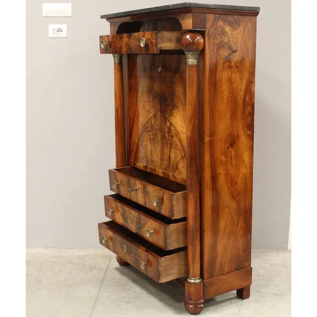 19th Century Empire Secretaire in Walnut For Sale - Image 4 of 13