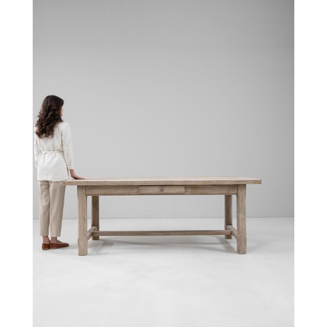 20th Century French Oak Dining Table With Drawer For Sale - Image 17 of 18