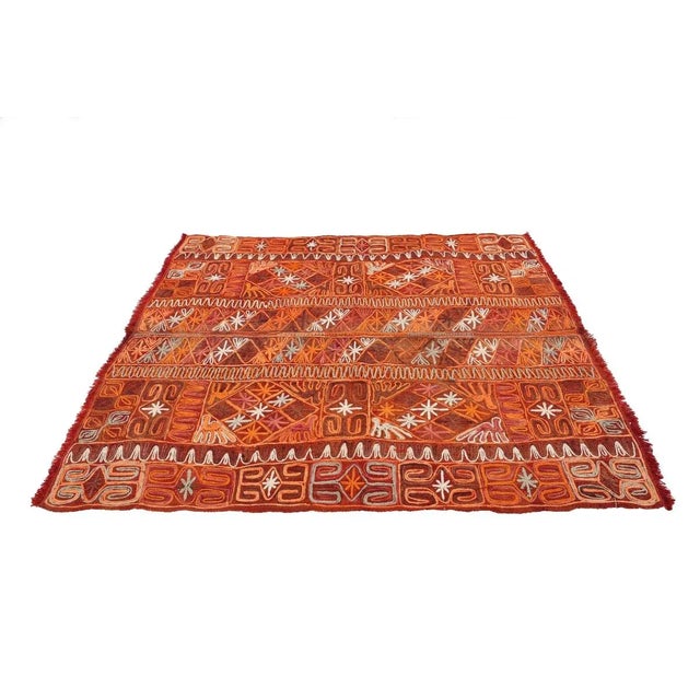 Mid 20th Century Vintage Embroidered Arabi Kilim Rug For Sale - Image 4 of 7