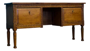 Antique Carved Oak Side Table or Sideboard, 19th Century