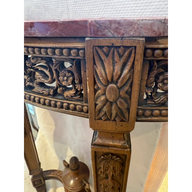 Mid 20th Century French Louis XVI Style Marble Top Wall Mounted Console Table For Sale - Image 11 of 16