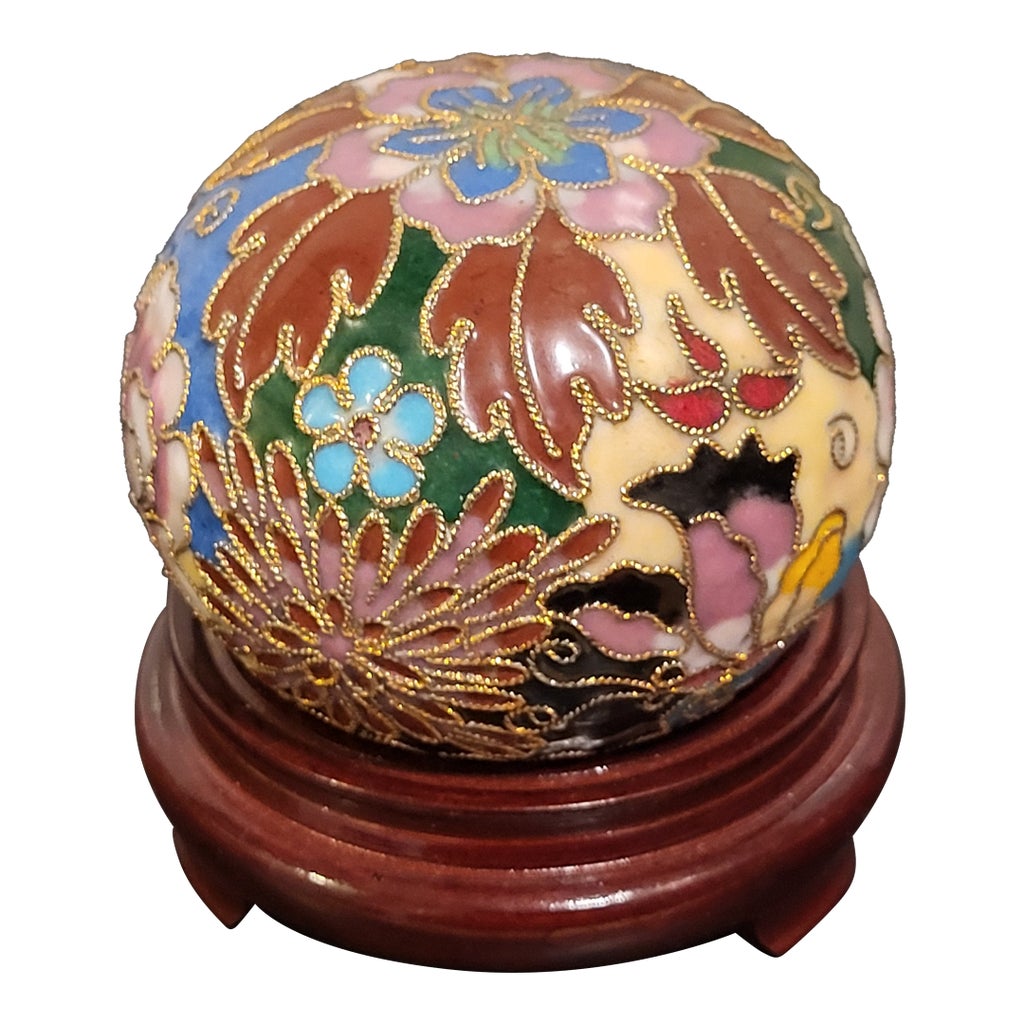 Vintage Cloisonne Enamel Brass Paper Weight | Chairish